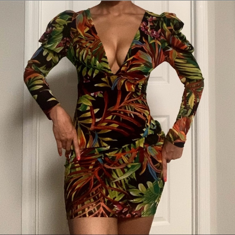 Tropical Print Mini Dress